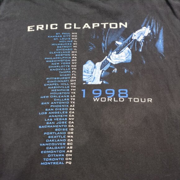 Vintage Eric Clapton 1998 World Tour Men's XL Graphic T Shirt Black Blue - Picture 5 of 7